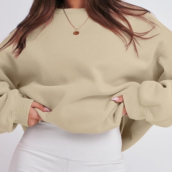 Caracilia Women's Light Brown Oversized Crewneck Sweatshirts NWT Size XS - Picture 3 of 11